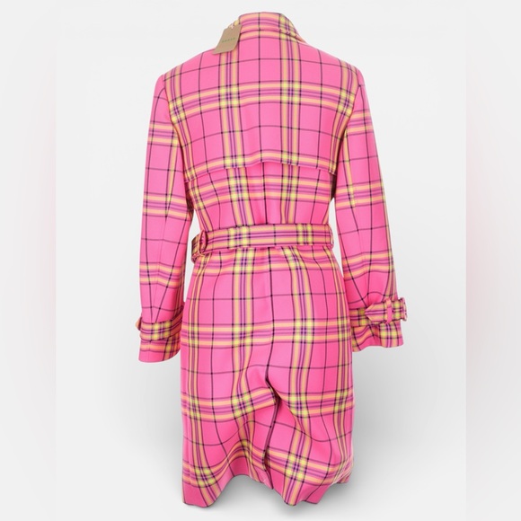 NWT Boden Cheltenham Trench Coat Pink Neon Check US 10 / UK 14P - Picture 10 of 16